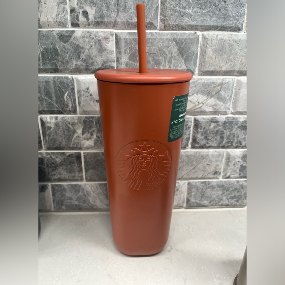 🧡NWT🤎Starbucks 2024 Terracotta Brown/Orange Recycled Triangle SS Venti Tumbler